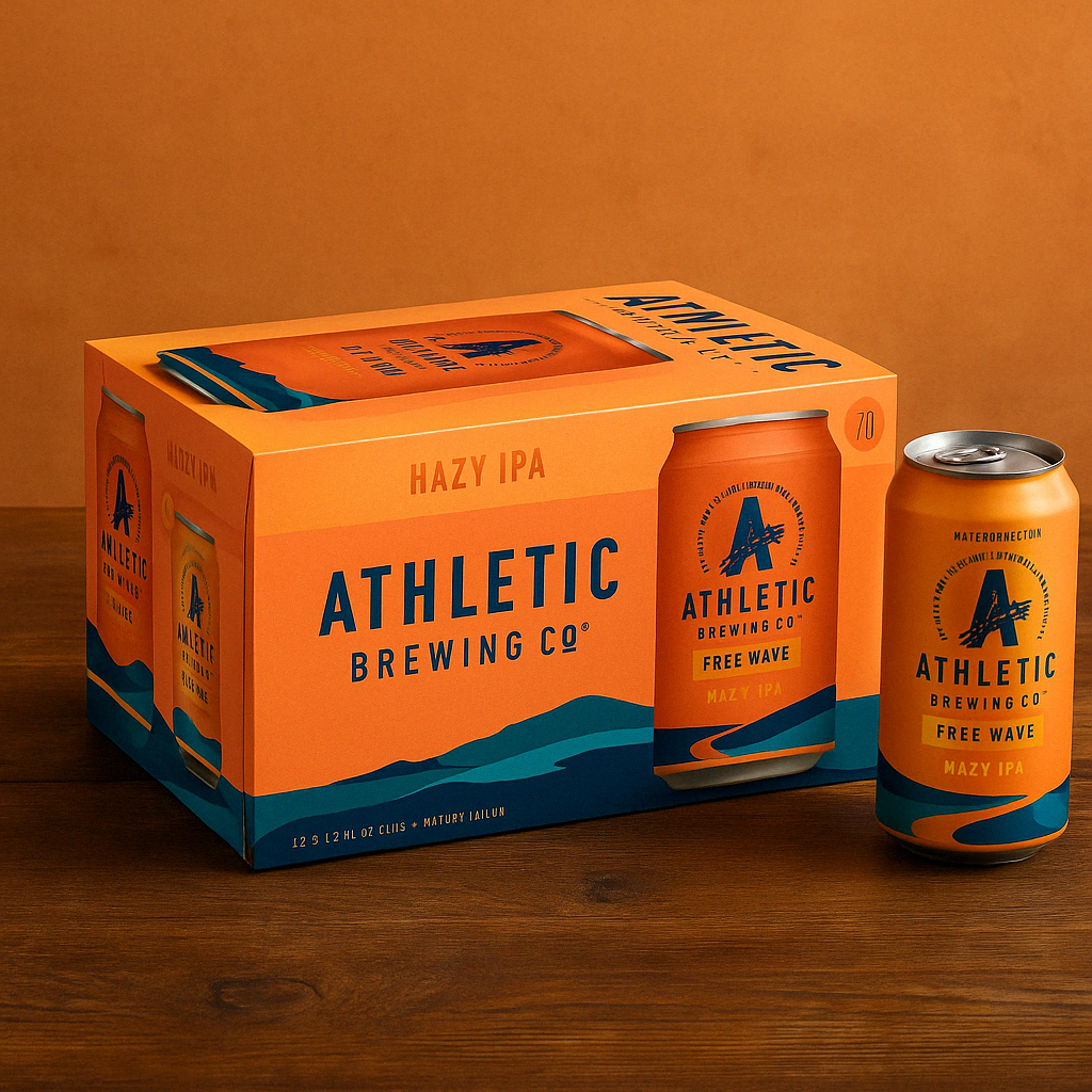 Athletic Brewing Free Wave Hazy IPA – Non-Alcoholic Craft Beer (12oz Cans)