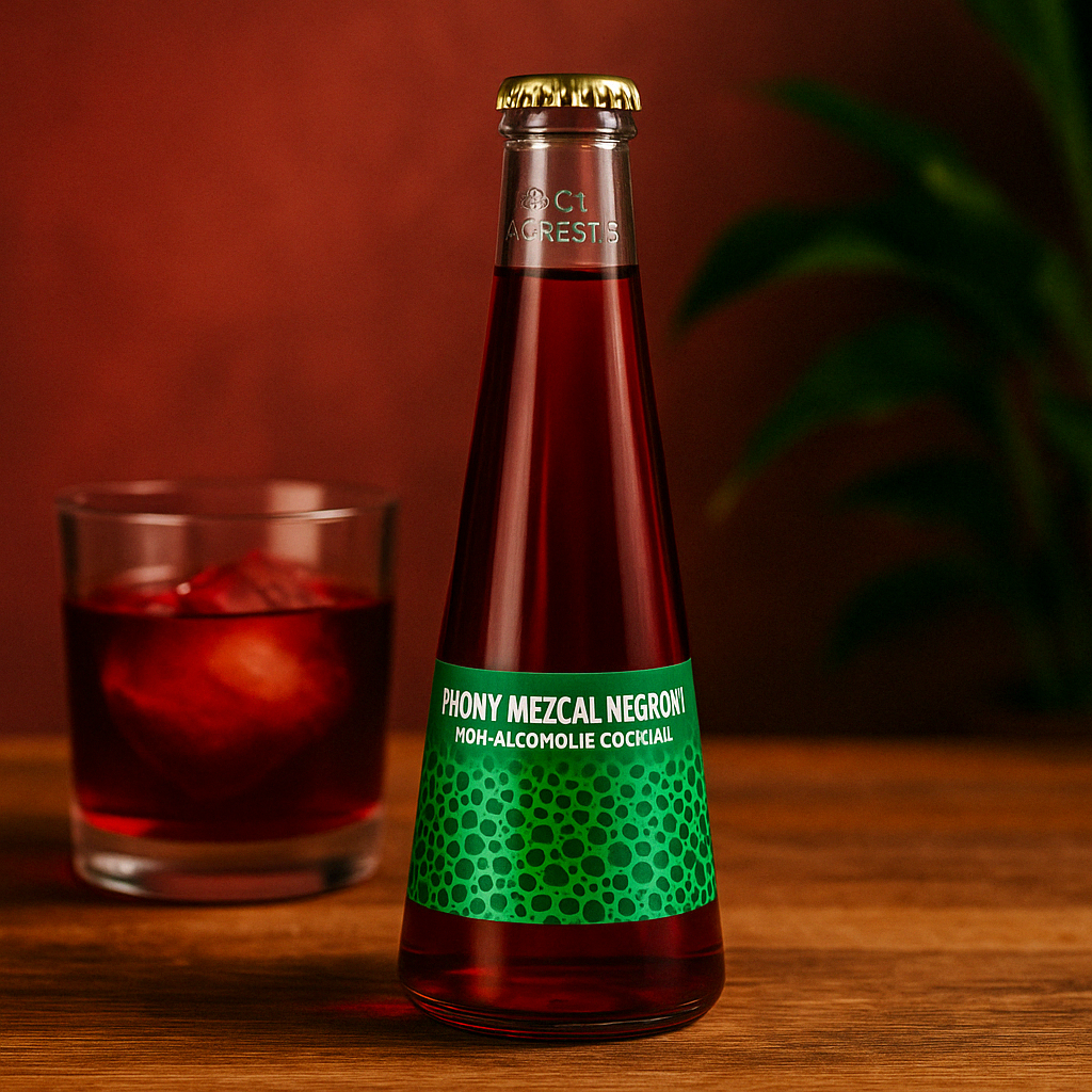 “St. Agrestis Phony Mezcal Negroni – non-alcoholic smoky cocktail”
“Alcohol-free Negroni with mezcal-inspired flavor – 200ml bottle”