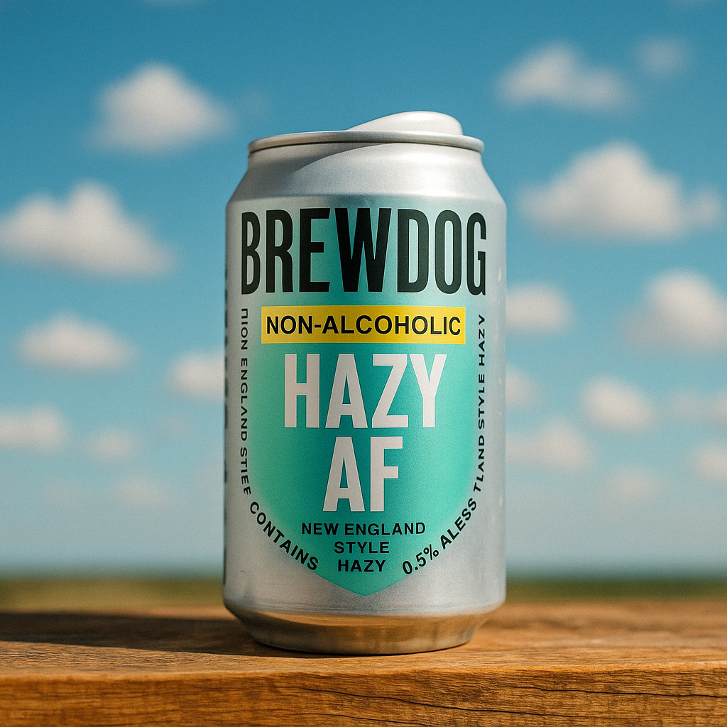 “BrewDog Hazy AF – non-alcoholic hazy IPA beer with tropical flavor”