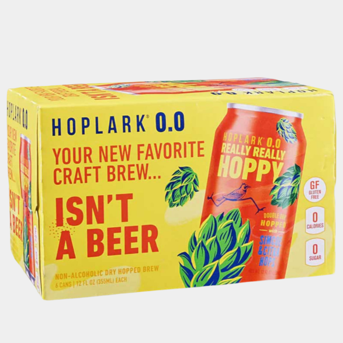 Hoplark Really Really Hoppy – Non-Alcoholic Hop-Infused Sparkling Beverage (6-Pack, 12oz Cans) – Alcohol-Free Beverage