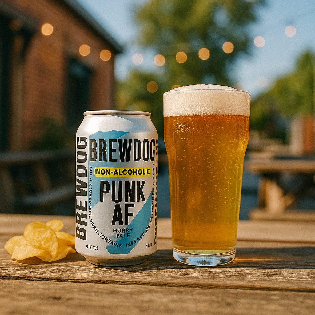 “BrewDog Punk AF – non-alcoholic IPA beer can”
“Craft IPA alcohol-free – BrewDog Punk AF on table”