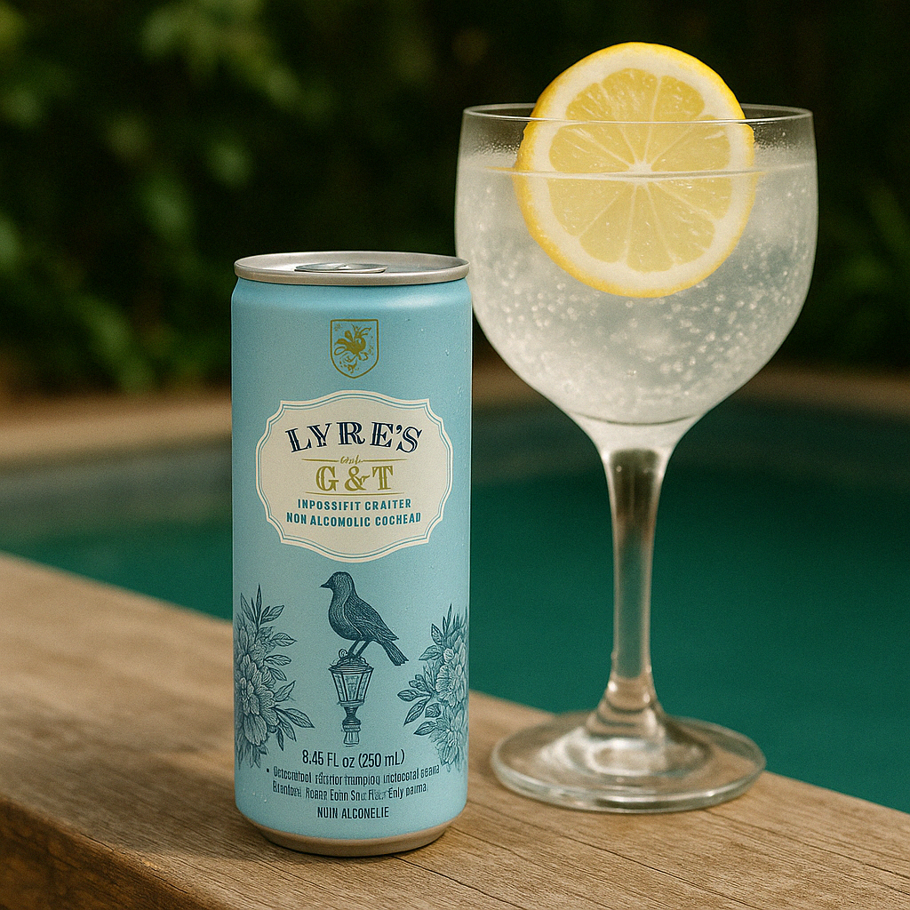 Lyre’s G&T – Non-Alcoholic Ready-to-Drink Gin & Tonic (4-Pack, 8.45oz Cans) – Botanical Non-Alcoholic Gin