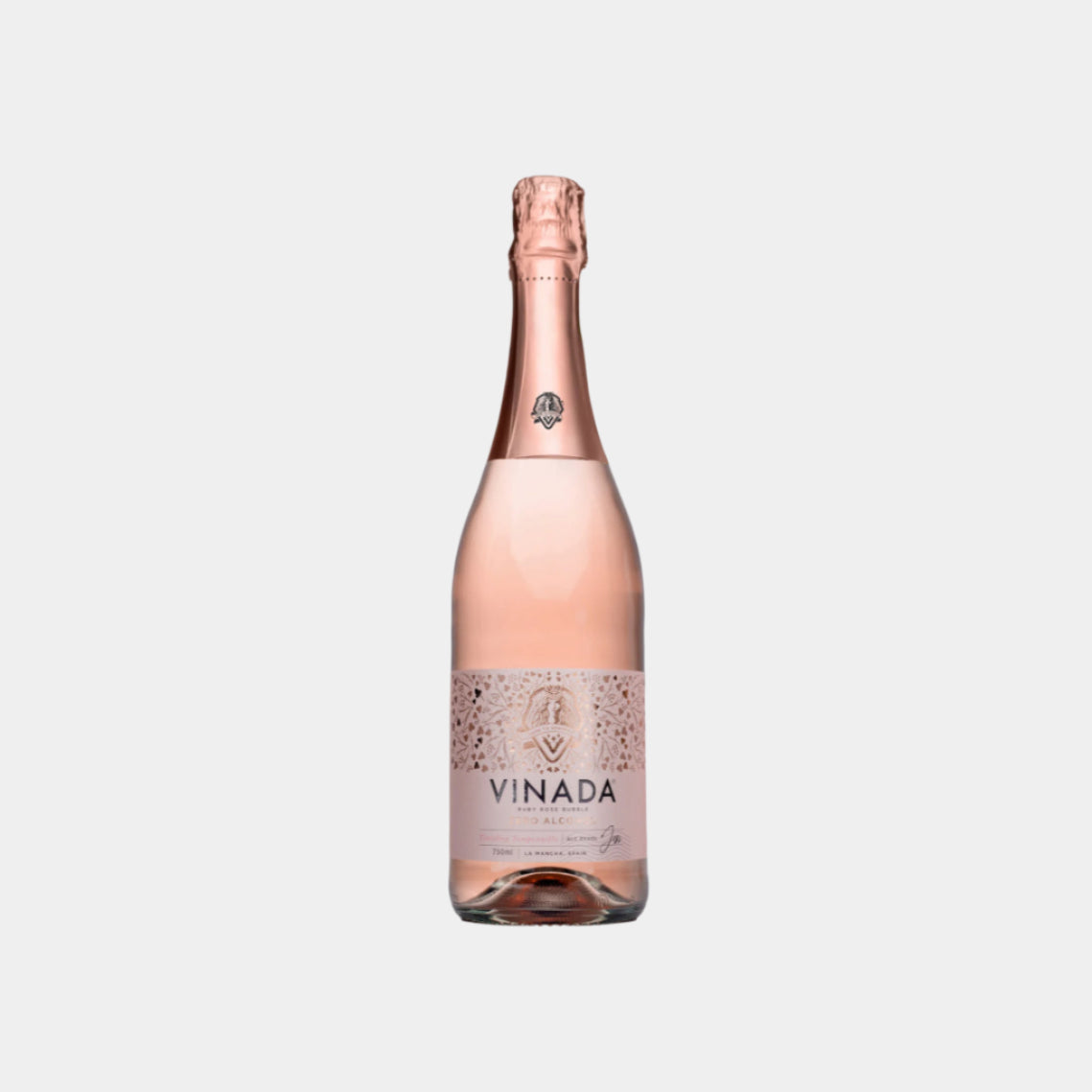 “Vinada Sparkling Rosé – non-alcoholic rosé wine with berry and floral notes”