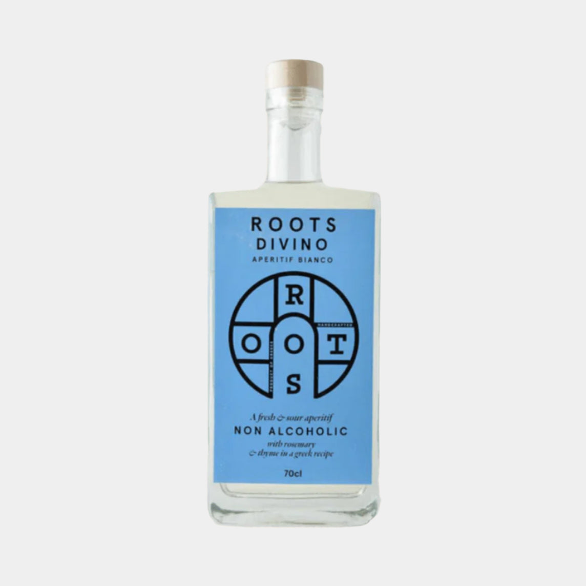 “Roots Divino Bianco – non-alcoholic white apéritif wine”
“Alcohol-free herbal vermouth-style spirit in 700ml bottle”