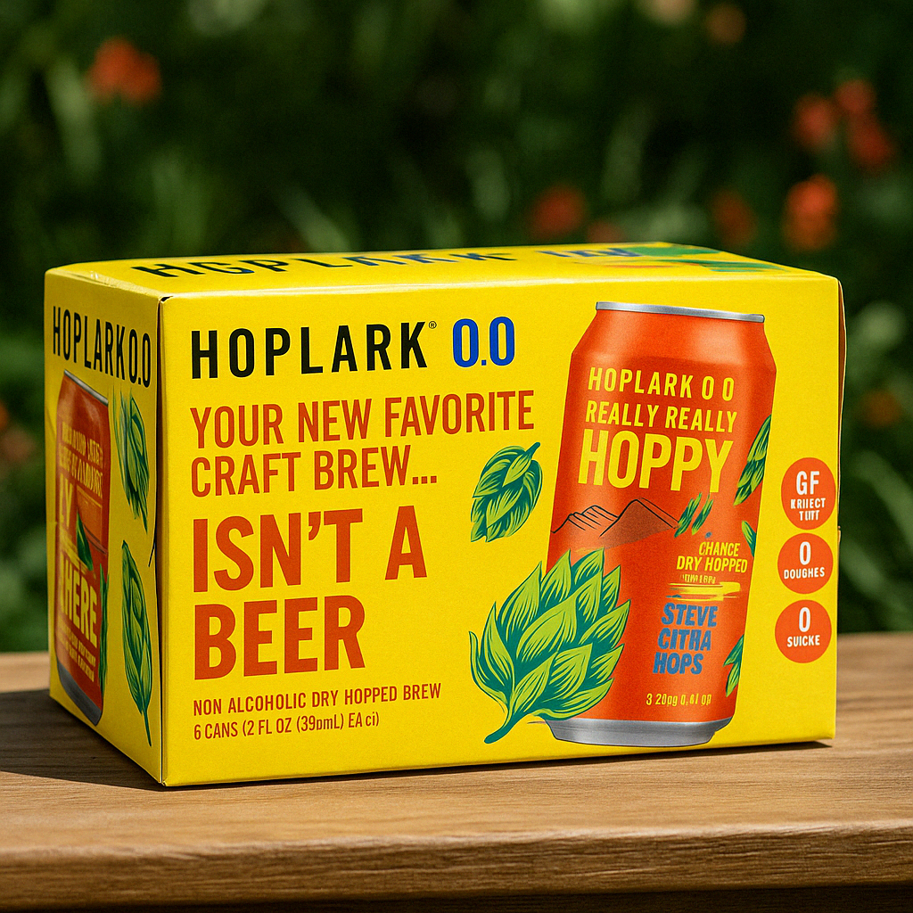 Hoplark Really Really Hoppy – Non-Alcoholic Hop-Infused Sparkling Beverage (6-Pack, 12oz Cans) – Alcohol-Free Beverage