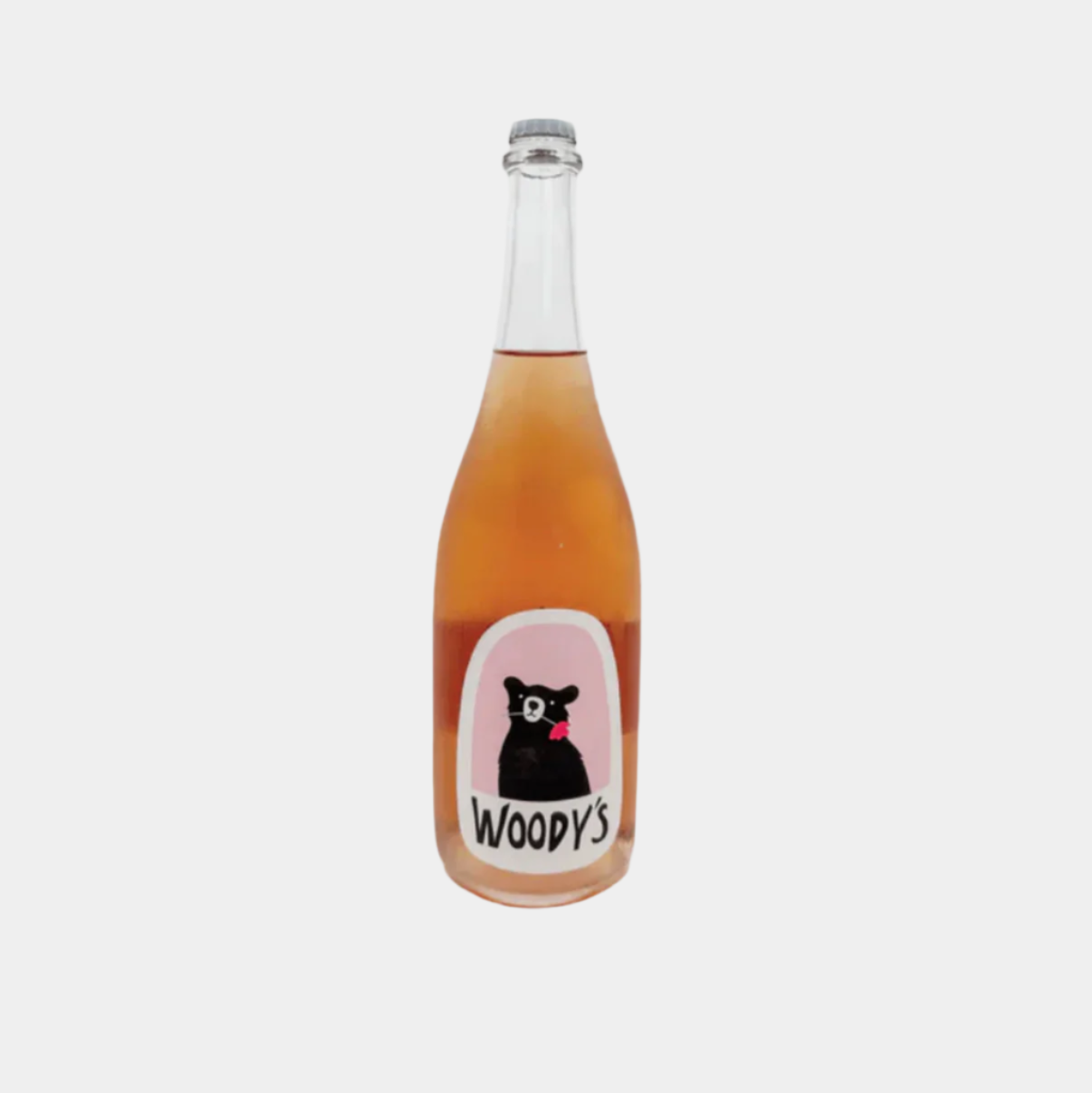 “Woody’s Rosé – alcohol-free sparkling rosé wine bottle”
“Fruity non-alcoholic pink wine with bubbles and citrus”