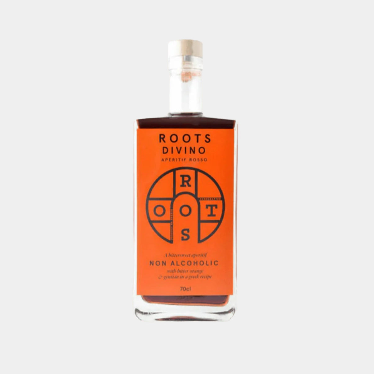 “Roots Divino Rosso – non-alcoholic red apéritif”
“Zero-proof bitter vermouth-style spirit in 700ml bottle”
