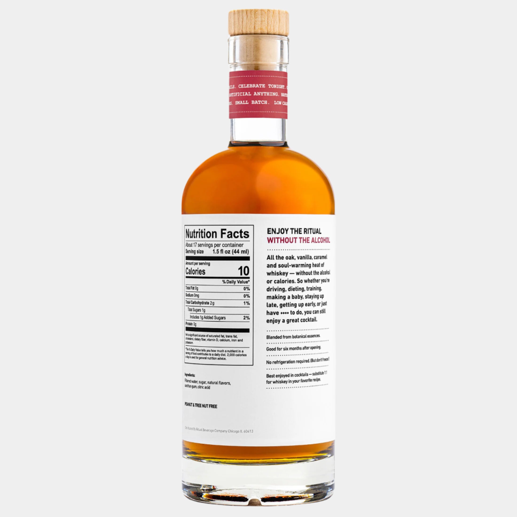 “Ritual Zero Proof Whiskey Alternative bottle – non-alcoholic whiskey”
“Non-alcoholic bourbon substitute for cocktails – Ritual Whiskey Alternative”
“Ritual Zero Proof whiskey bottle on bar cart with glass and garnish