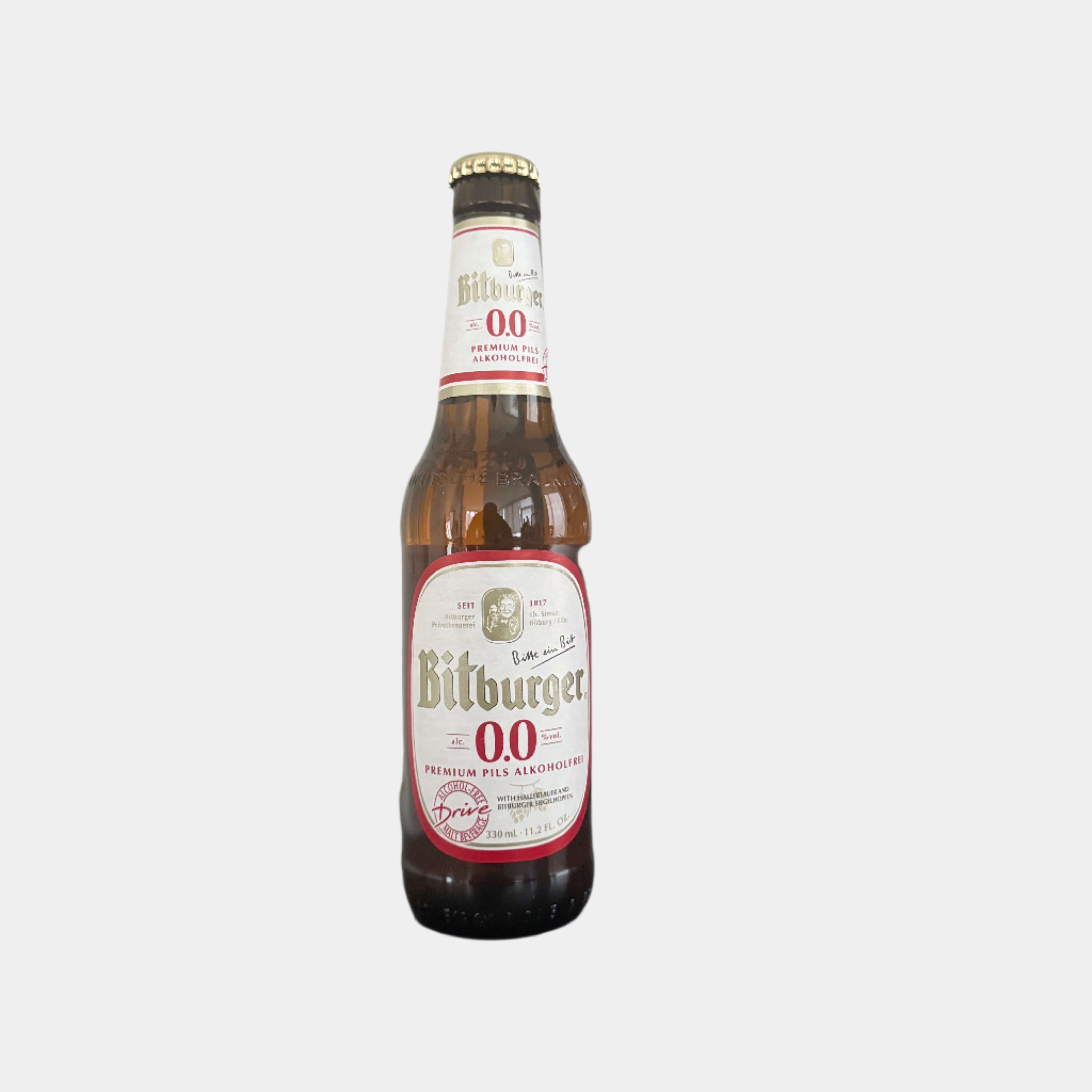 Bitburger 0.0% Premium Pils – Alcohol-Free German Beer (11.2oz Bottles)